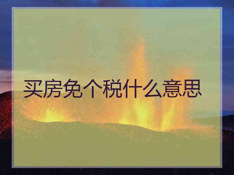 买房免个税什么意思