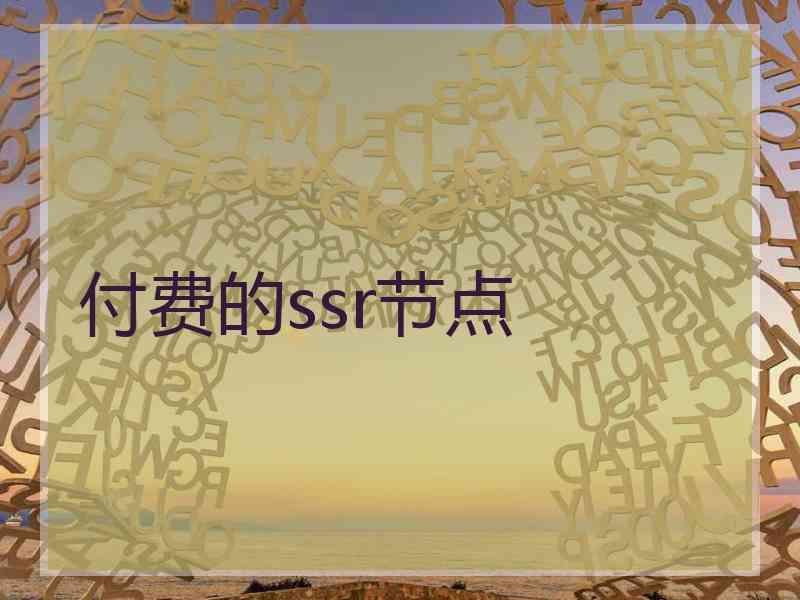 付费的ssr节点