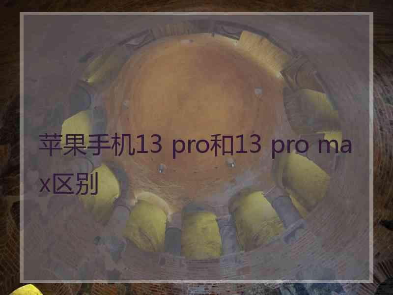 苹果手机13 pro和13 pro max区别