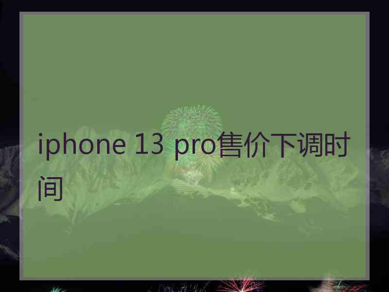 iphone 13 pro售价下调时间