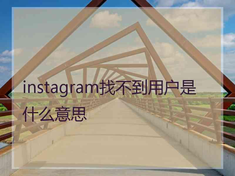 instagram找不到用户是什么意思