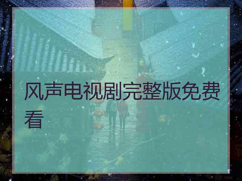 风声电视剧完整版免费看