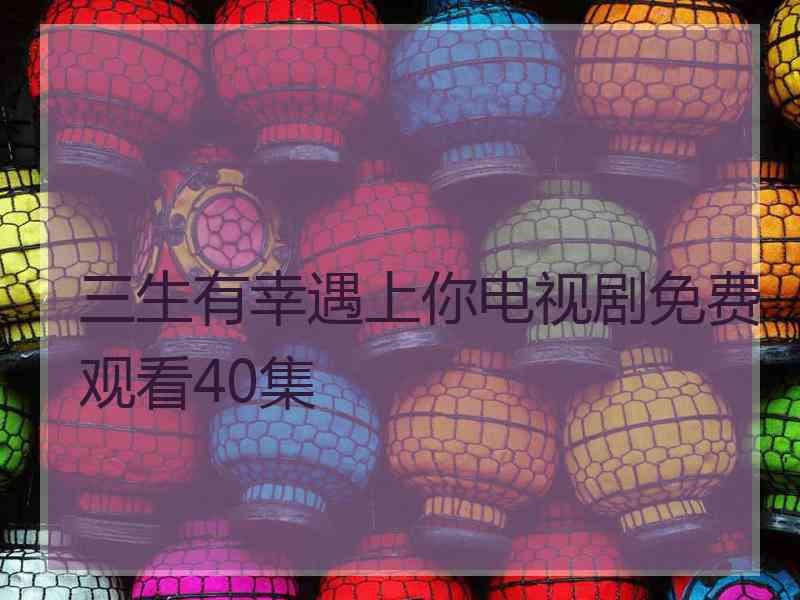 三生有幸遇上你电视剧免费观看40集