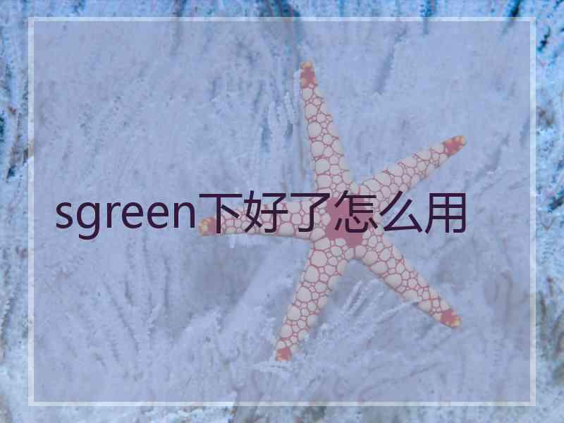 sgreen下好了怎么用