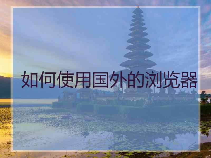 如何使用国外的浏览器