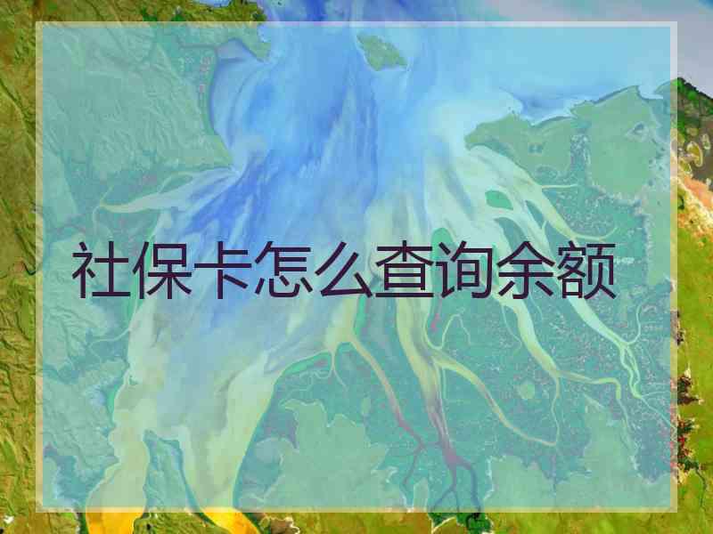 社保卡怎么查询余额