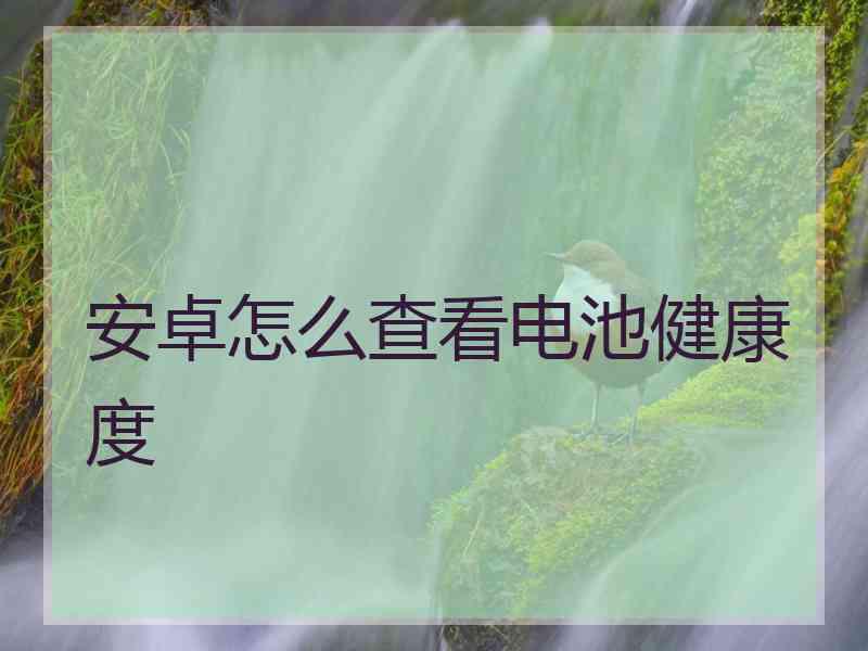 安卓怎么查看电池健康度