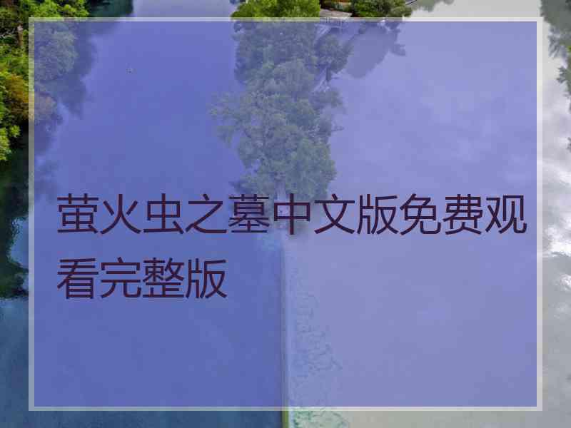 萤火虫之墓中文版免费观看完整版