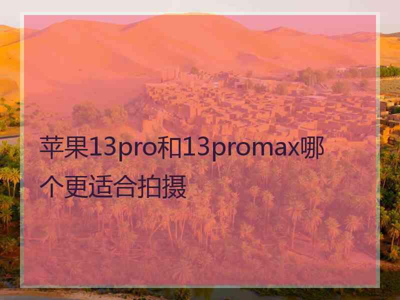 苹果13pro和13promax哪个更适合拍摄